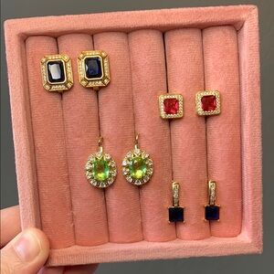 4 PC Set - NEW Pretty Bird Real Yellow Gold Plated Earrings